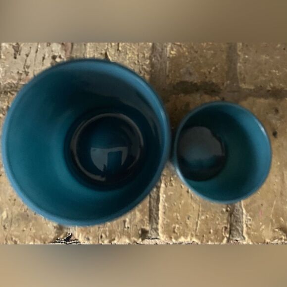 Allen+Roth blue 2 vase/candle holder set, clear vase, size. 5x8 and 4x5 - Picture 4 of 7